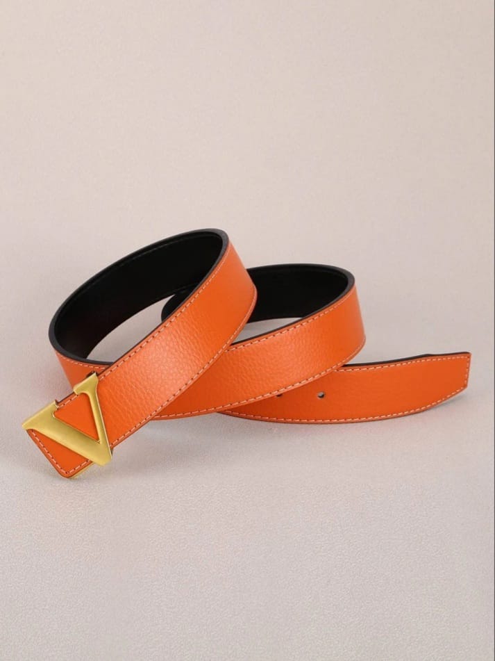 Men V Letter Buckle Solid Fashion Belt